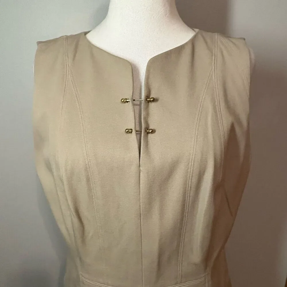Elie Tahari beige business professional sheath dress size 10 - Picture 2 of 11